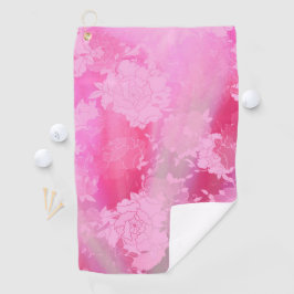 Japanese flowers pink patterns golfhandtuch