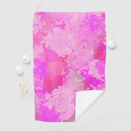 Japanese flowers pink patterns golfhandtuch