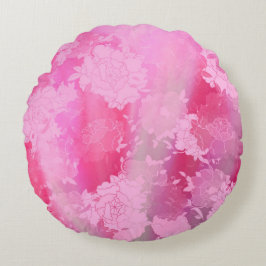 Japanese flowers pink patterns rundes kissen