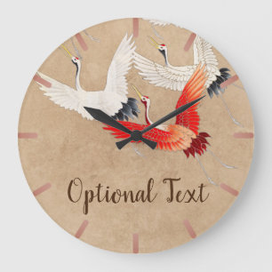 Japanese Flying Cranes Große Wanduhr