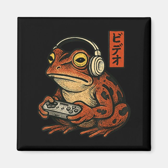 Japanese Gamer Frog Art Men Women Boys Funny Vinta Magnet (Vorne)