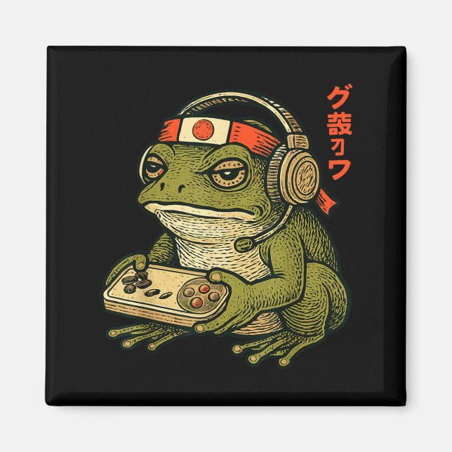 Japanese Gamer Frog Art Men Women Boys Funny Vinta Magnet (Vorne)
