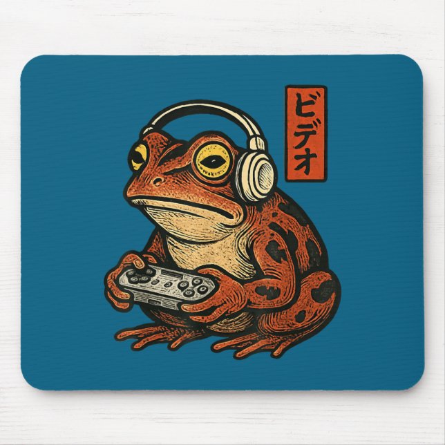 Japanese Gamer Frog Art Men Women Boys Funny Vinta Mousepad (Vorne)