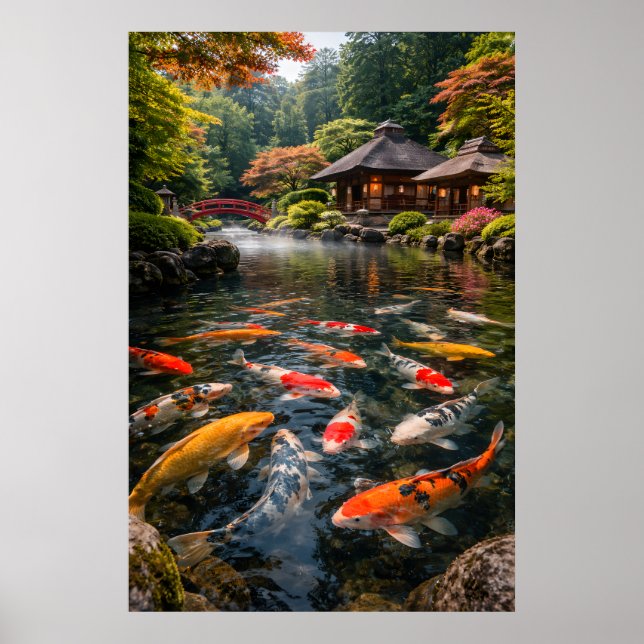 Japanese Garden & Koi Pond - Photographic Image Poster (Vorne)