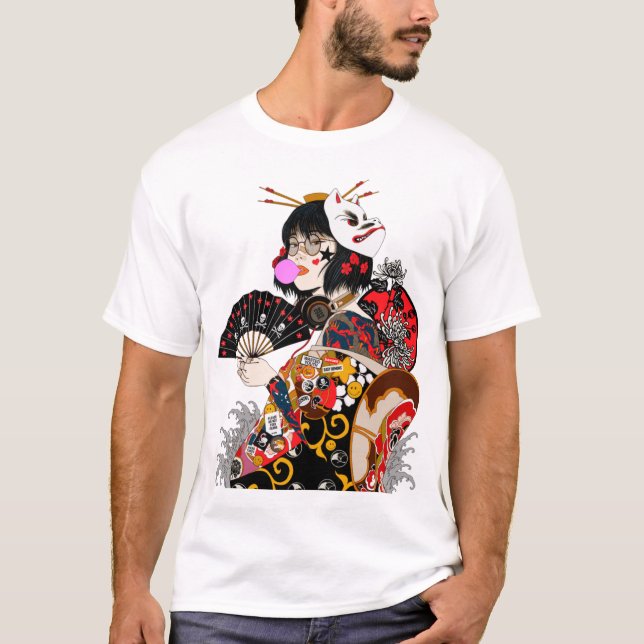 Japanese Geisha Cool Girl Urban Style  T-Shirt (Vorderseite)