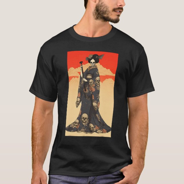 Japanese Geisha Skeleton  Geisha Skull T-Shirt (Vorderseite)