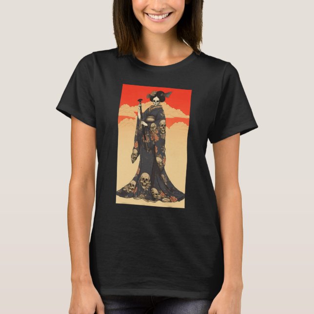 Japanese Geisha Skeleton  Geisha Skull T-Shirt (Vorderseite)