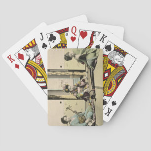 Japanese girls playing the flute, 'koto' and samis spielkarten