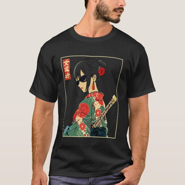 Japanese Gothic Samurai Art Woman With Katana Swor T-Shirt (Vorderseite)