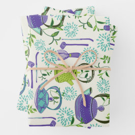 Japanese Green Teapot Design Geschenkpapier Set