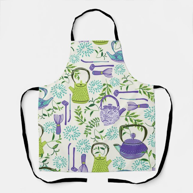Japanese Green Teapot Design Schürze (Vorderseite)