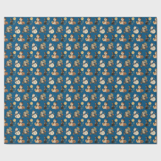 Japanese Halloween Kitsune Pumpkin Yokai Pattern Geschenkpapier