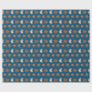 Japanese Halloween Kitsune Pumpkin Yokai Pattern Geschenkpapier