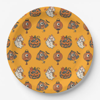 Japanese Halloween Yokai Pattern Paper Plates Pappteller