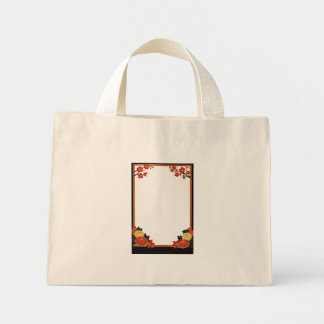 Japanese Hanafuda Tote – Minimal Retro Floral Desi Mini Stoffbeutel