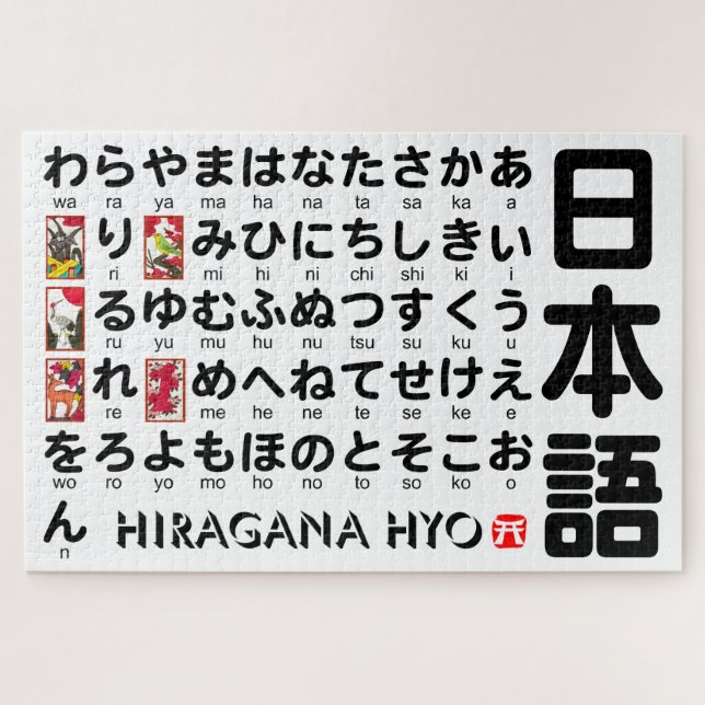 Japanese Hiragana Table Puzzle (Horizontal)