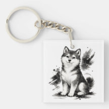 【Japanese Ink Puppy Acrylic Keychain】