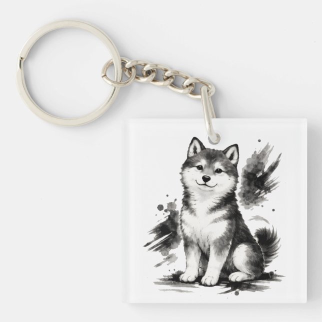 【Japanese Ink Puppy Acrylic Keychain】 Schlüsselanhänger (Vorderseite)