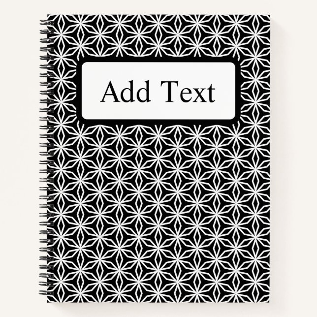 Japanese-Inspired Geometric Black & White Custom Notizbuch (Vorderseite)