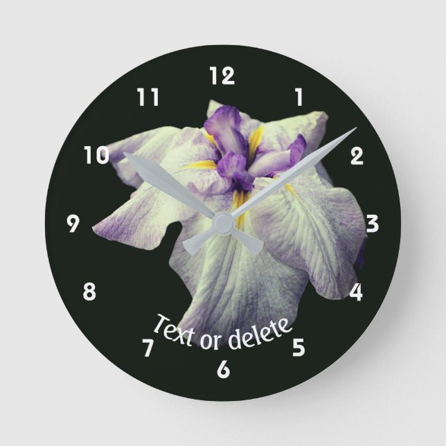 Japanese Iris Flower Personalized  Runde Wanduhr (Vorderseite)