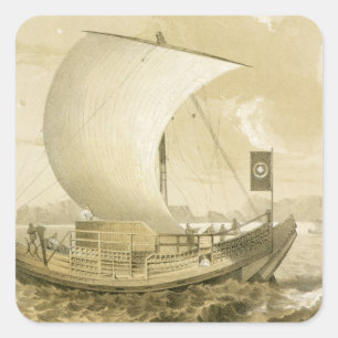 Japanese Junk, Pub. by Sarony & Co., c.1856 (litho Quadratischer Aufkleber