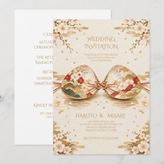 Japanese Kaiawase Gold Wedding Invitation Einladung