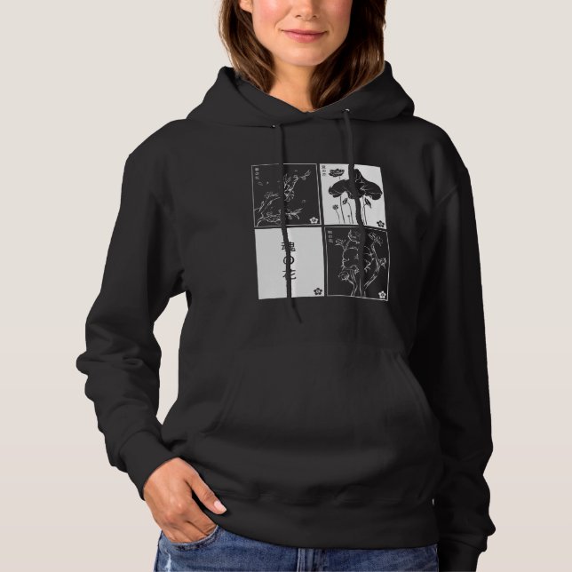 Japanese Kanji Cards Aesthetic Minimal white Black Hoodie (Vorderseite)