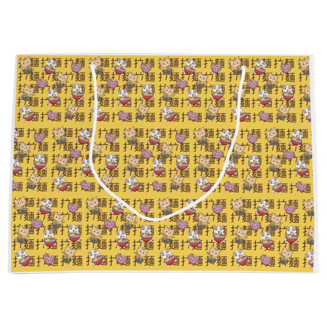 Japanese Kawaii Anime Cat Ramen Noodles Große Geschenktüte (Vorderseite)