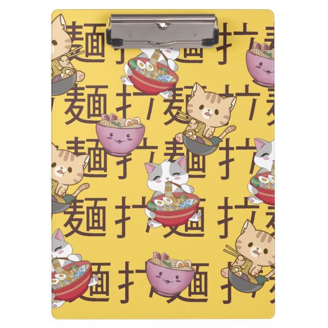 Japanese Kawaii Anime Cat Ramen Noodles Klemmbrett (Vorderseite)