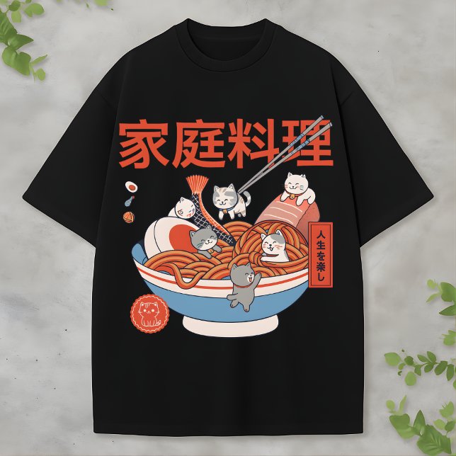 Japanese Kawaii Cat Noodles Adorable Food Lovers T-Shirt (Von Creator hochgeladen)