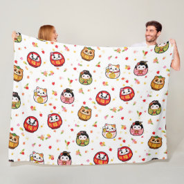 Japanese Kawaii Daruma Kokeshi dolls Fleecedecke