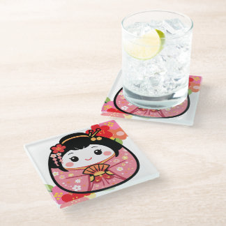 Japanese Kawaii kokeshi Glasuntersetzer