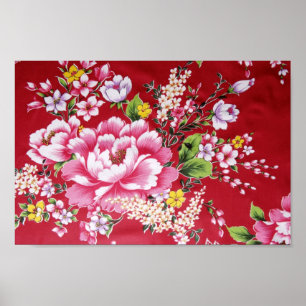 Japanese Kimono Flowers Poster