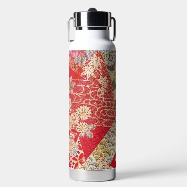 Japanese KIMONO Textile, Floral Pattern Trinkflasche (Vorderseite)