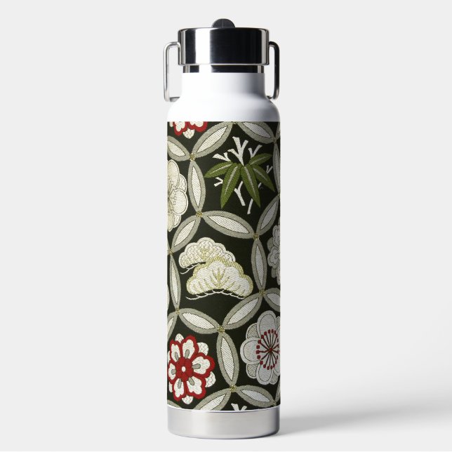 Japanese KIMONO Textile, Floral Pattern Trinkflasche (Vorderseite)