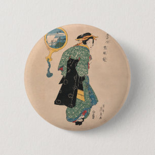 Japanese Kimono Woman Button