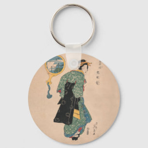 Japanese Kimono Woman Courtesan Artwork Schlüsselanhänger