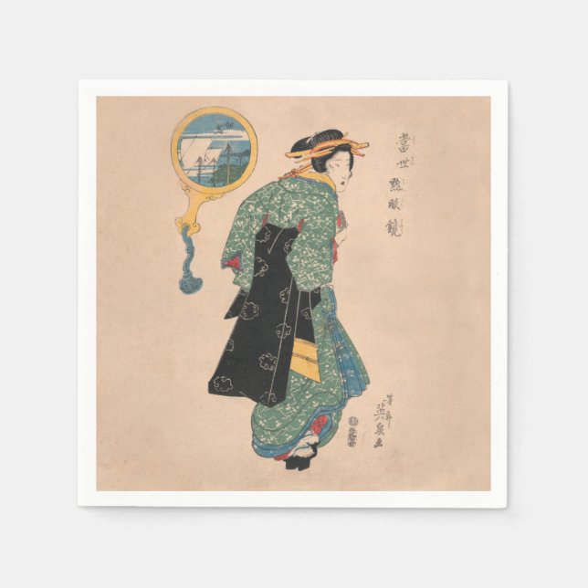 Japanese Kimono Woman Serviette (Vorderseite)