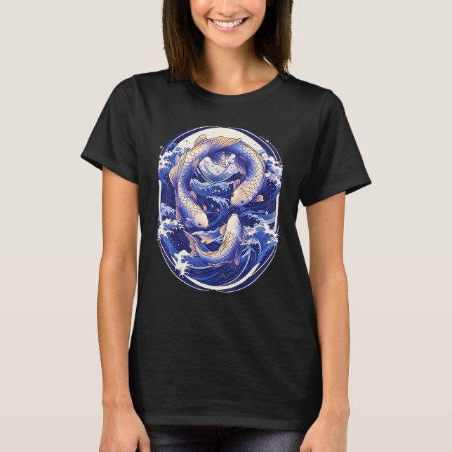 Japanese Koi Fish Ocean Wave Tattoo Symbolism Sere T-Shirt (Vorderseite)