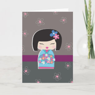 Japanese Kokeshi Doll Note Card Karte