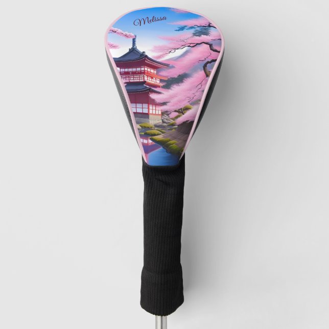Japanese Landscape Cherry Blossoms And Temple Golf Headcover (Vorderseite)