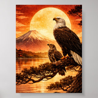 Japanese Landscape Eagle Value Poster