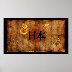 JAPANESE LITERATURE Antique Style Art Poster