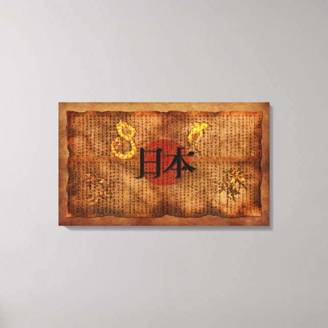 JAPANESE LITERATURE Antique Style Art Poster Leinwanddruck (Vorderseite)