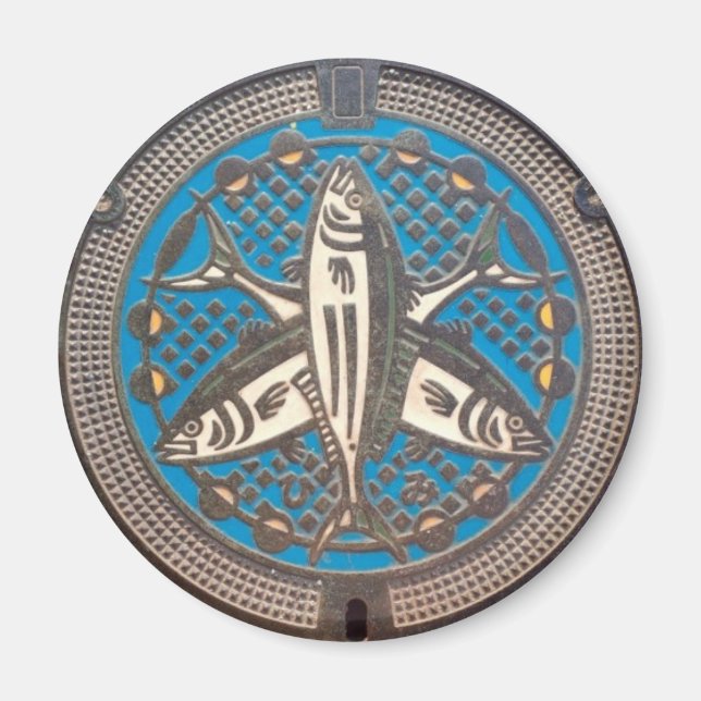 Japanese Manhole Cover Arts　－Himi Yellowtail Magnet (Vorne)