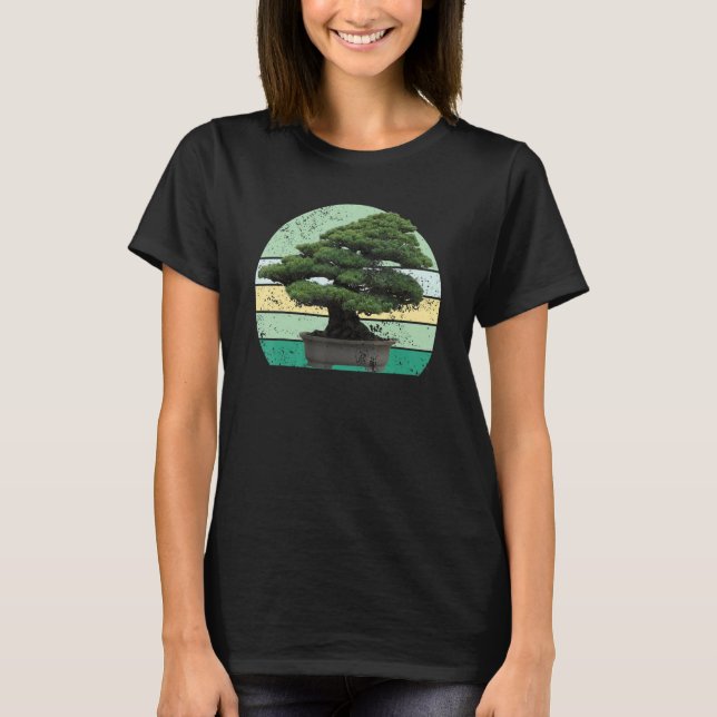 Japanese Men And Women Sunset Japan Retro Bonsai T T-Shirt (Vorderseite)
