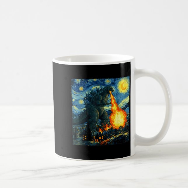 Japanese Monster Kaiju Van Gogh Starry Night  Kaffeetasse (Rechts)
