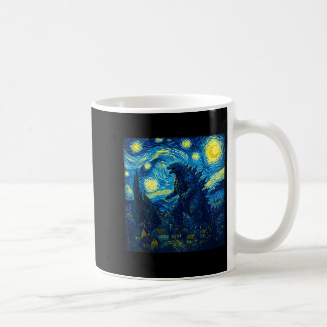 Japanese Monster Kaiju Van Gogh Starry Night  Kaffeetasse (Rechts)