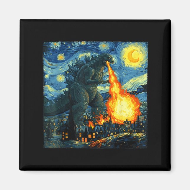 Japanese Monster Kaiju Van Gogh Starry Night  Magnet (Vorne)