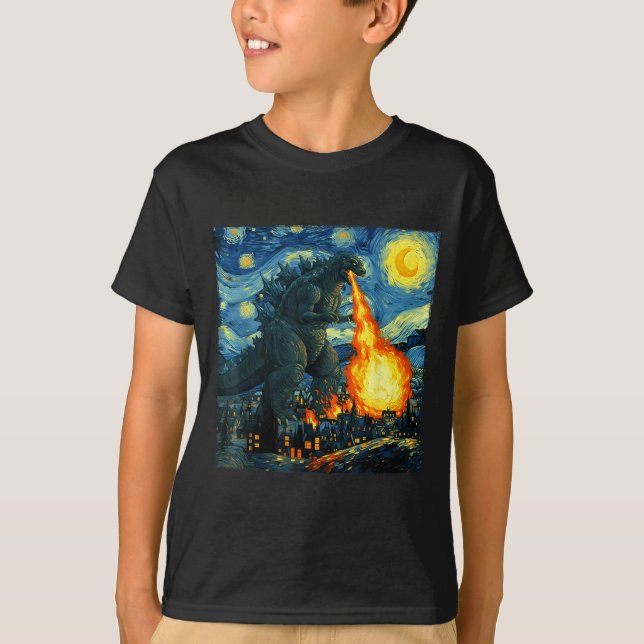 Japanese Monster Kaiju Van Gogh Starry Night  T-Shirt (Vorderseite)